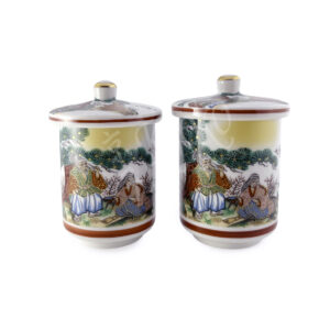 10-206: Teebecher-Set mit Deckel Takasago, ø = 6 cm; H = 10 cm / ø = 6 cm;  H = 10,5 cm