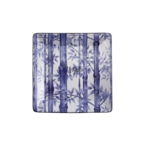 20-505 : Teller Blauer Bambus, klein, quadr., blau, 11,5 x 11,5 cm