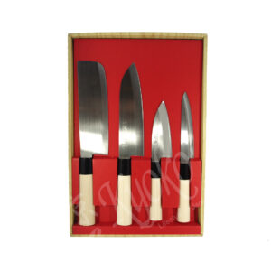 24-240 : Messer-Set 4 Messer mit hellem Holzgriff Edelstahlklinge