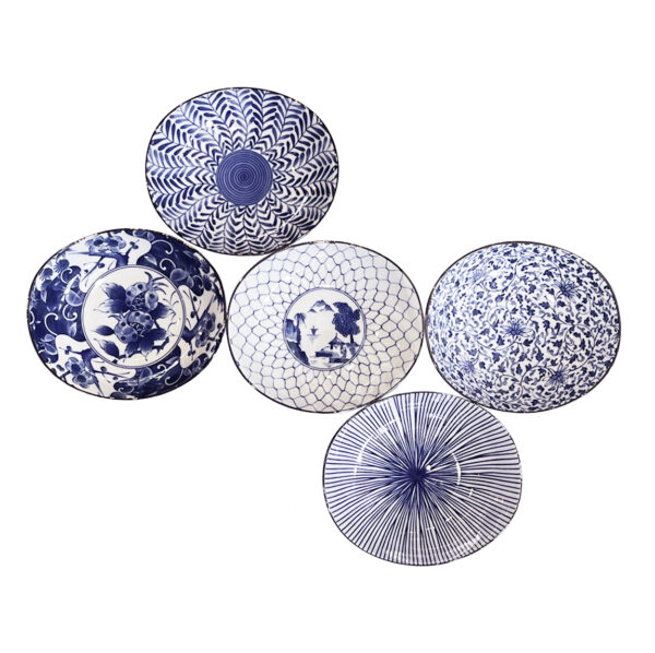 20-637 : 5 oval bowl set Ai Egawari