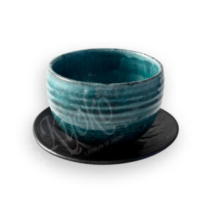 21-215: Teecup mit Unterteller, turk. blau
